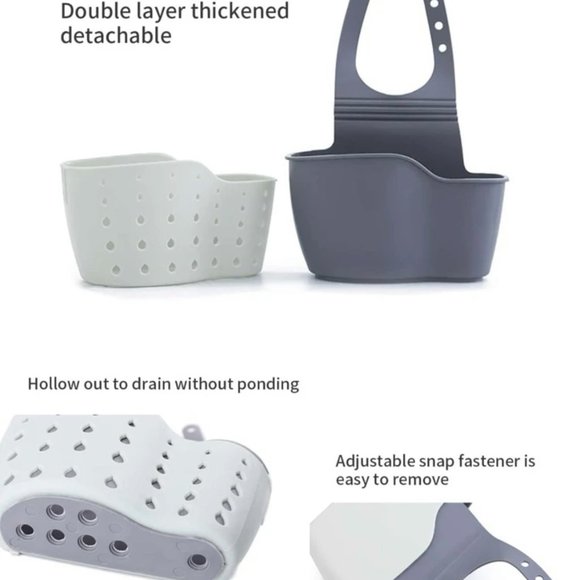 2pcs Adjustable Snap Sink Sponge Holder, Kitchen Hanging Drain Basket - Picture 4 of 4